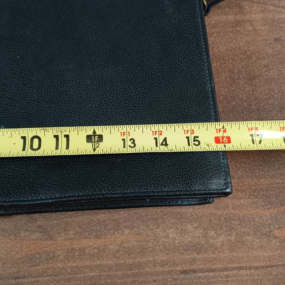 Vintage Tri-Color Leather Briefcase Messenger Bag Black Burgundy Gold Hardware - Picture 7 of 12